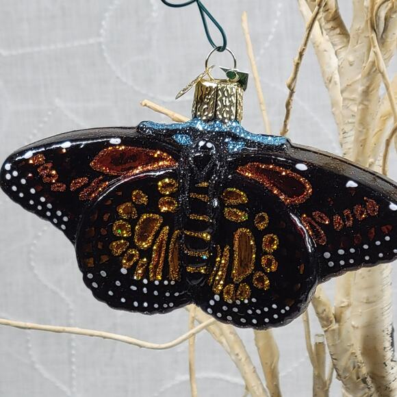 Old World Christmas Monarch Butterfly Ornament Glass Dark Halloween Witchy Decor - Picture 14 of 15